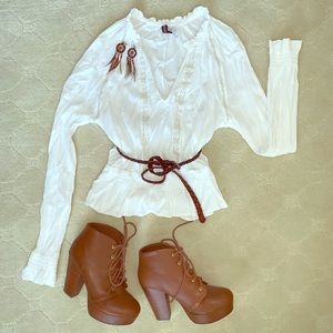 White Boho style blouse